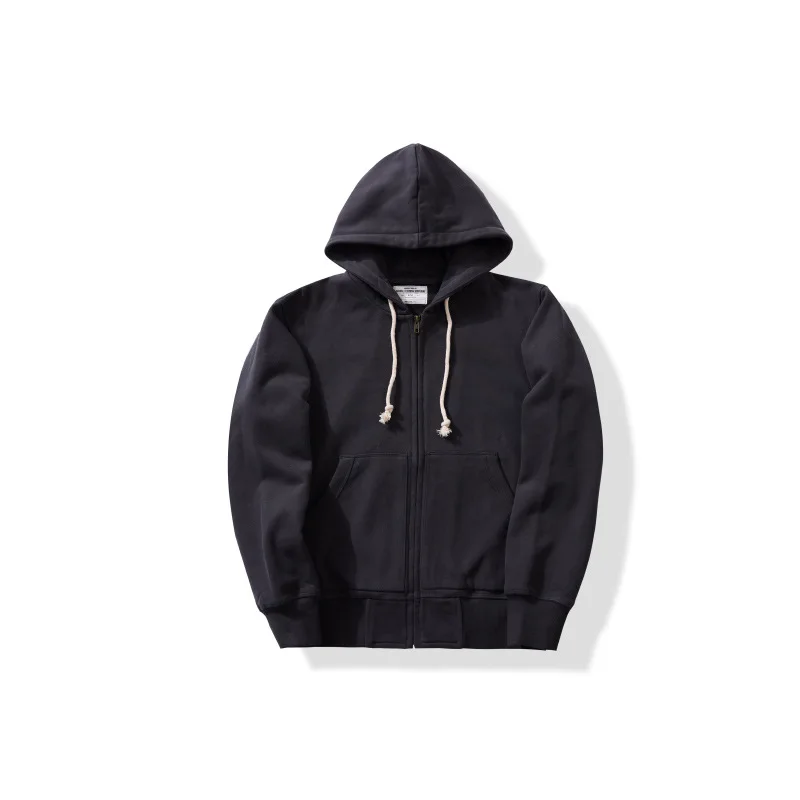 OKONKWO Schwergewicht 500 g Looped Bottom Solid Color Herren Damen Kapuzenpullover Reißverschluss Hoodie Outdoor Reisen Sport Strickjacke – Detail 13