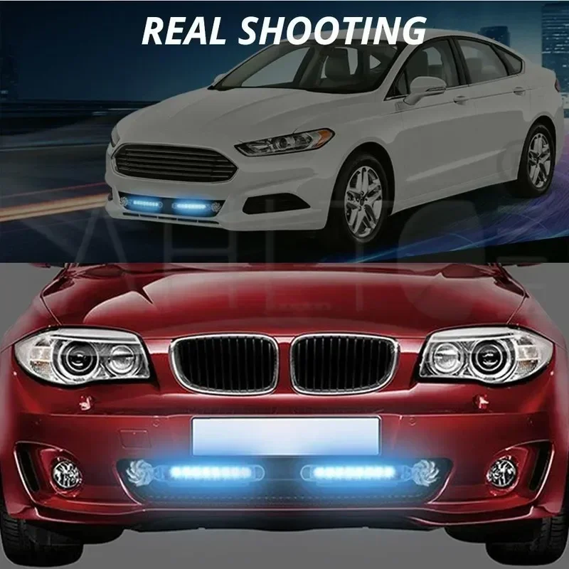 White ABS Wind Powered LED Car Daytime Running Lights