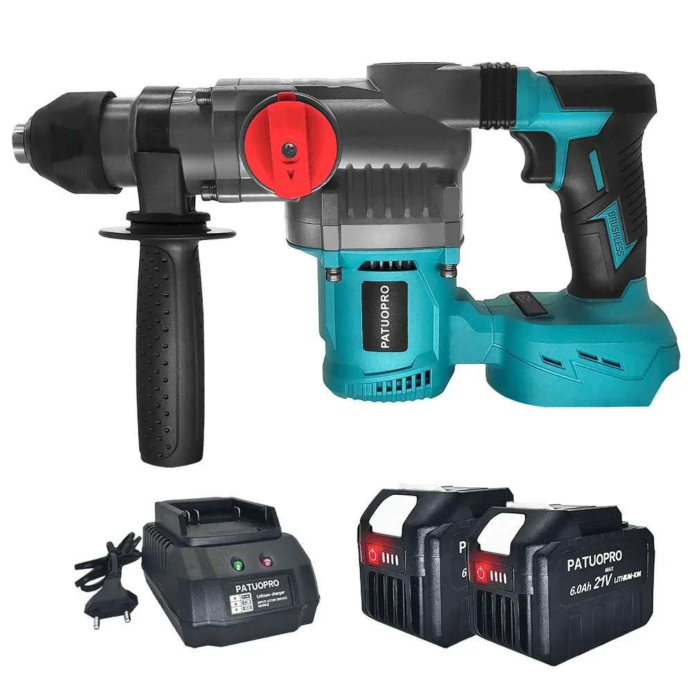 

Brushless Electric Impact Hammer Drill 26mm 2-Mode Rotary Hammer Multifunctional Cordless Power Tools Fit Makita 18V Battery