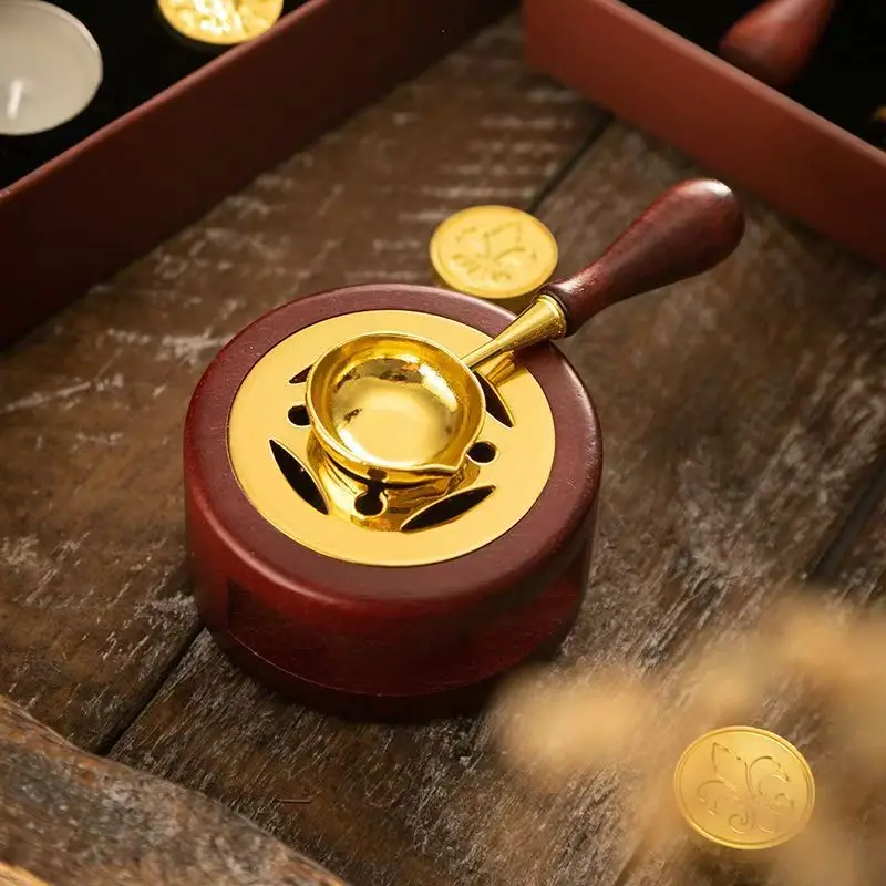 Wooden handle fire paint spoon wax grain furnace fire paint seal accessories tool Wooden spoon set