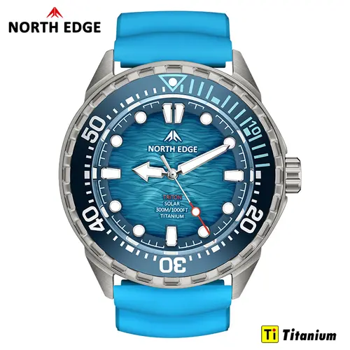 NORTH EDGE TRITON-TI Titanium Stainless Solar-Powered Diving Watch Luxury Quartz Watches For Men 300M Waterproof 180+ Day Power - Image 7