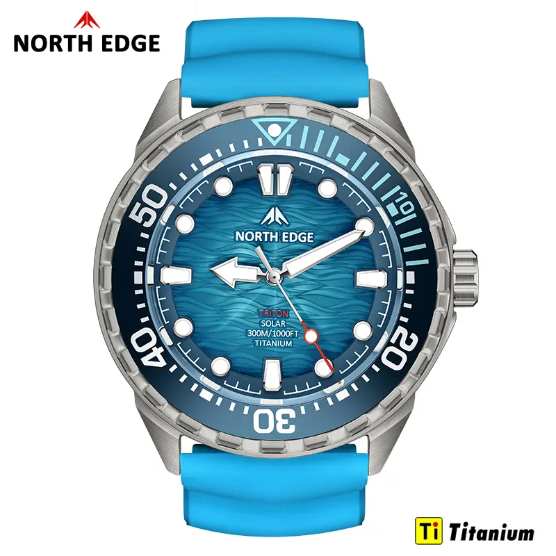 NORTH EDGE TRITON-TI Titanium Stainless Solar-Powered Diving Watch Luxury Quartz Watches For Men 300M Waterproof 180+ Day Power - Image 7