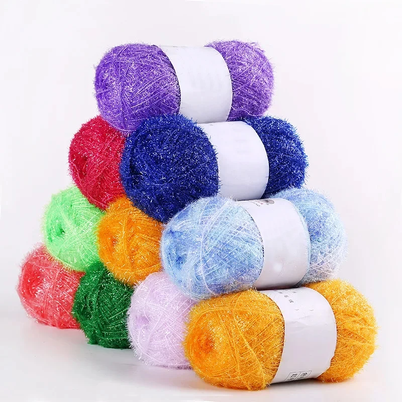 Glass Fiber Sparkling Light DIY Handicraft Weaving Material DIY Yarn Ball Silk Thread Dishwashing Towel Shiny Silk Thread