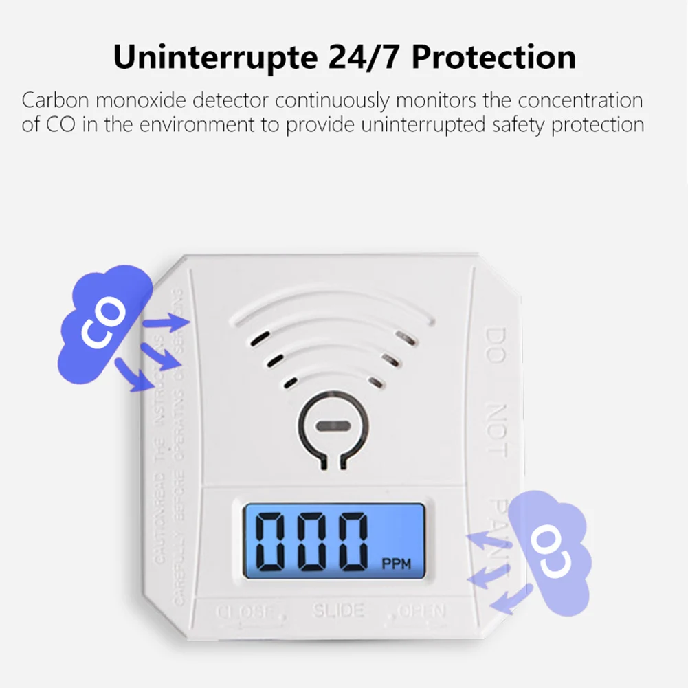 Carbon Monoxide Detector Digital Display CO Gas Monitor Alarm Sound Warning & LED Indicator Portable CO Detector Battery Powered