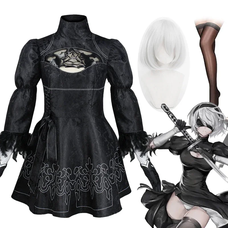 

Nier Automata 2B cosplay costume women sexy dresses YoRHa No. 2 Type B clothes uniform wig suit Halloween party cosplay costume