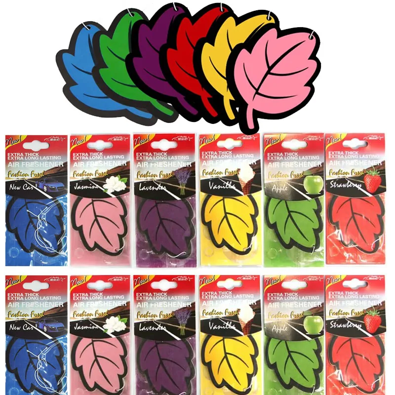 1-36pcs Car Air Freshener Natural Scented Tea Paper Auto Hanging Vanilla Perfume Fragrance Leaf Shape Car Accessories Interior