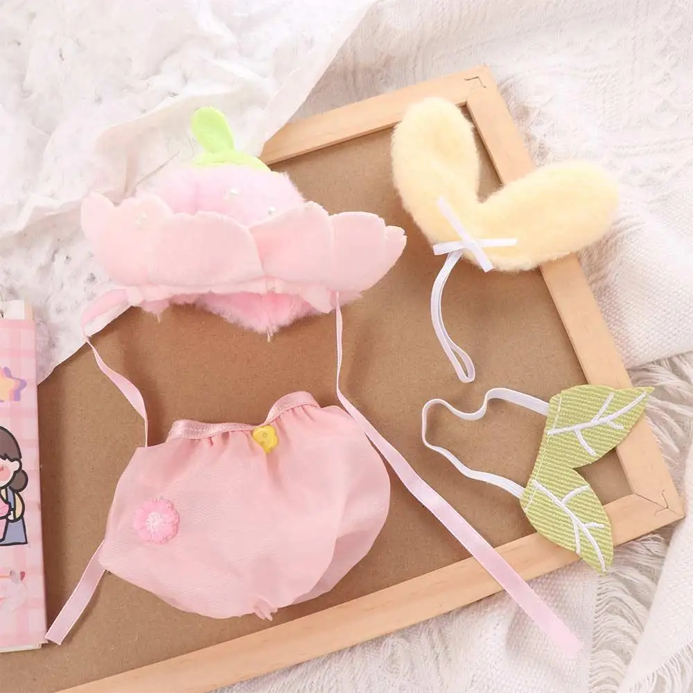 Sakura Elf 10cm Cotton Doll Clothes Dress Flower Hat Doll Clothes Outfit Pink Suit Doll Dress Up Set Doll Accessories