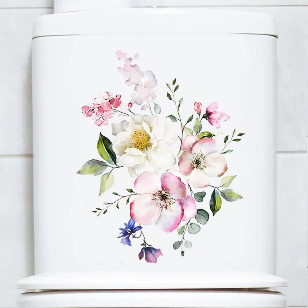 

Replaceable Toilet Decor Flower Theme Toilet Lid Sticker Waterproof Pvc Decal with Strong Stickiness for Restroom Art Decoration