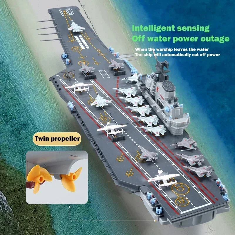Remote Control Boat Aircraft Carrier Large Navigation Model Remote Control Ship Multi-direction Control Water Games Children's Toy Simulation Ship
