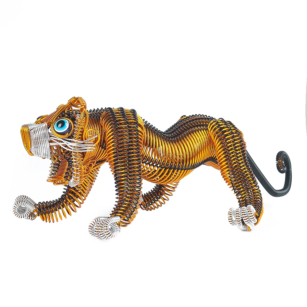 

3D Tiger Shape Metal Aluminum Wire Preparation Handicrafts Zodiac Animal Ornaments Home Office Room Desktop Decorative Gifts