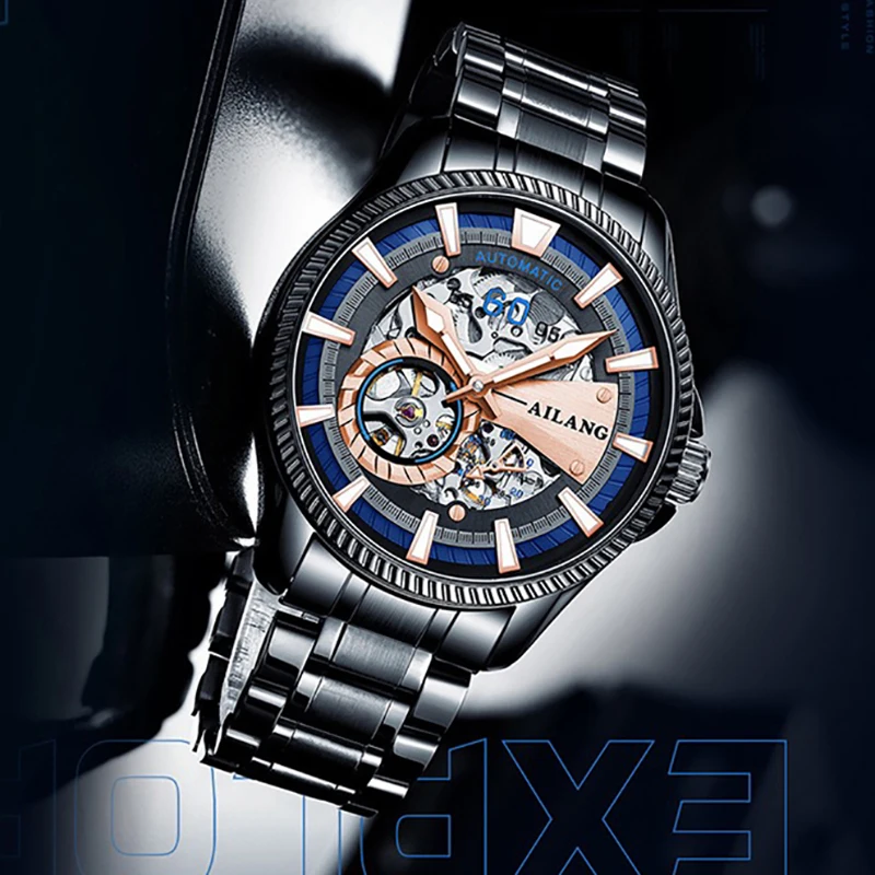 

AILANG Luxury Brand New Mens Mechanical Sport Watches Automatic Chronograph Watch Male Business Stainless Steel Waterproof Clock