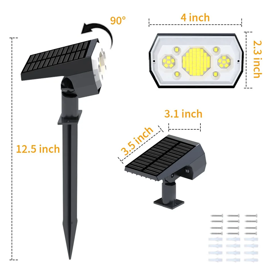 LED Solar Spot Light 64 LED Outdoor Garden Solar Landscape Spotlights Waterproof 3 Modes Wall Light Door Backyard Garage 6