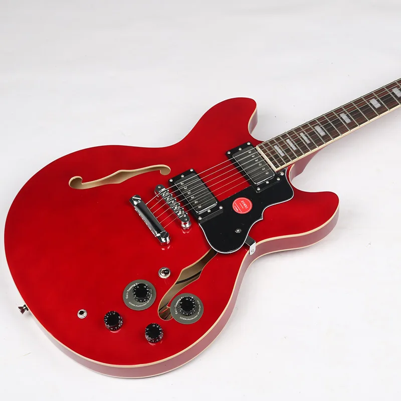 6 String Zuwei 335 Electric Guitar Semi Hollow Body F Hole Abr Bridge