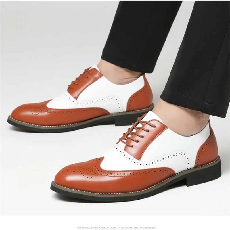 Men Dress Shoes Genuine Leather Fashion Groom Wedding Shoes Luxury Italian Style Oxford Mens Business Office Work Footwear