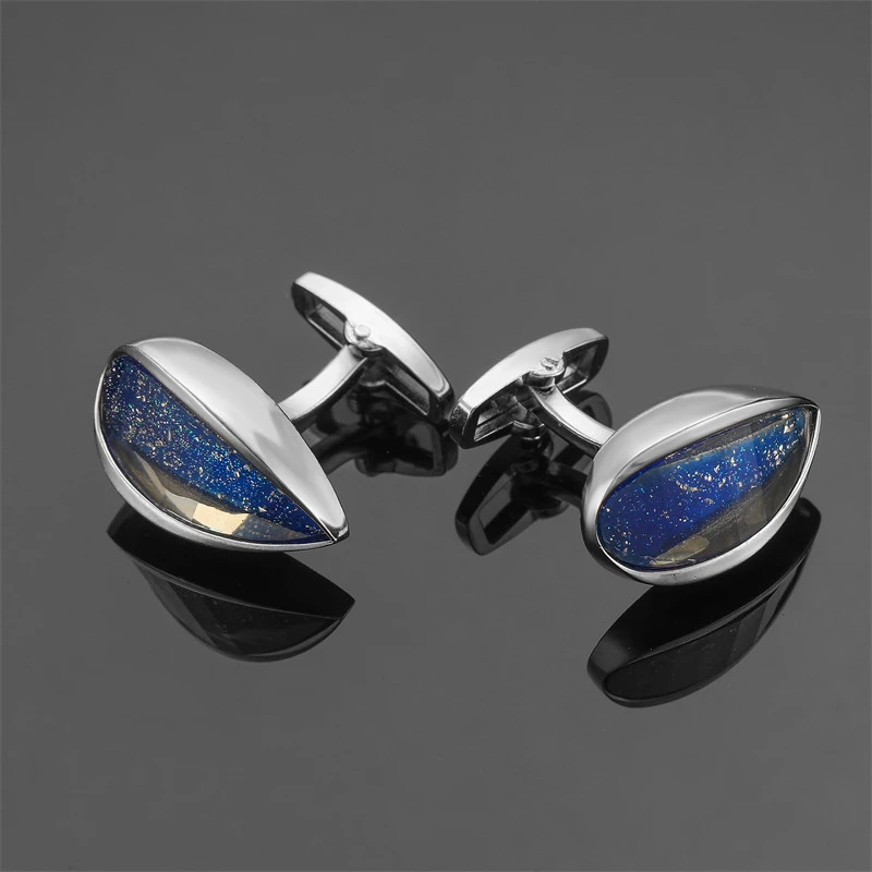 Luxury Mens Cufflinks - Round Crystal Zircon Cats Eye Stone Suit Accessories