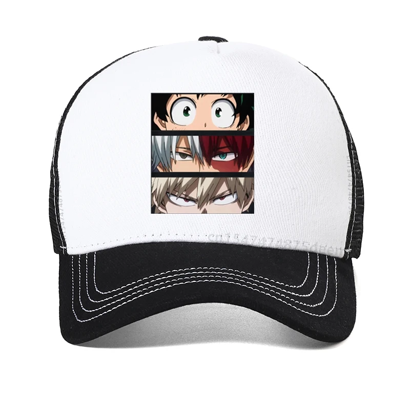 My Hero Academia 귀여운 애니메이션 야구 모자 여성 캐주얼 하라주쿠 코스프레 모자 여름 남성 메쉬 환기 스냅백 모자