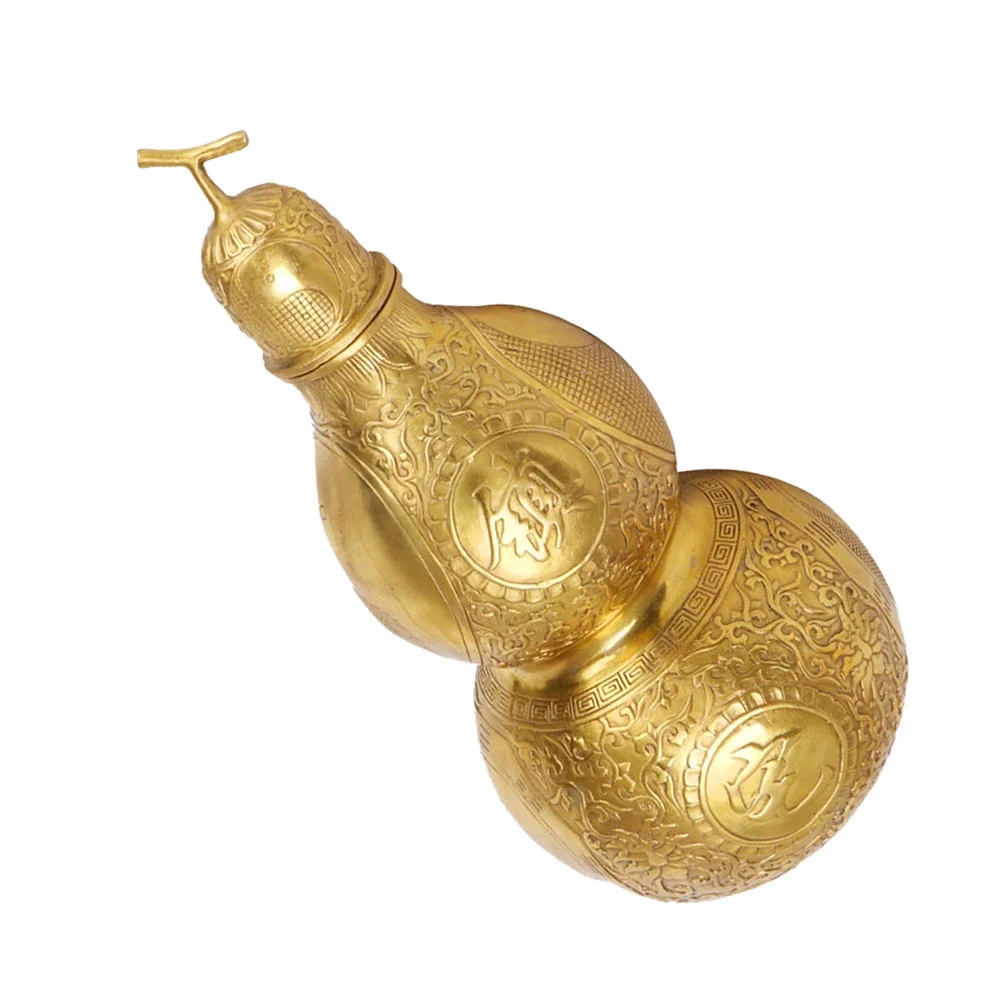 

Traditional Chinese Copper Gourd Statue Natural Feng Shui Good Fortune Gourd Cucurbit Home Desktop Ornament