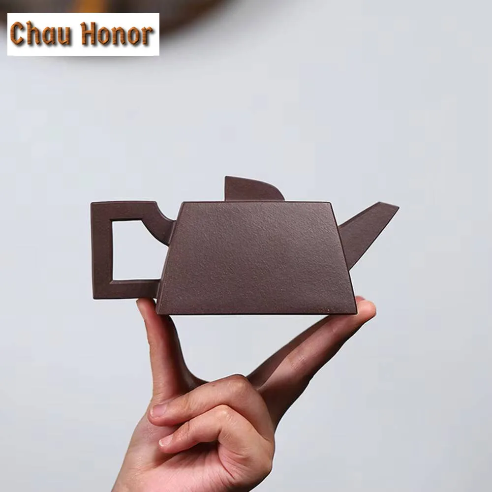 270ml Chinese Yixing Purple Clay Teapot Master Handmade Square Tea Pot Raw Ore Purple Mud Kettle Authentic Zisha Tea Set Teaware