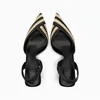 TRAF Women New Weave Stripe Heeled Sandals 2024 Summer Mid Heeled Slingbacks Patchwork Pointed Stilettos Shoes For Woman Party 3