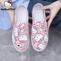 Sanrio Hello Kitty Pink Canvas Shoes Cartoon Casual Cute Slip-On Japanese Korean Style Aesthetic Flat Shoes Y2k Breathable Shoe 1