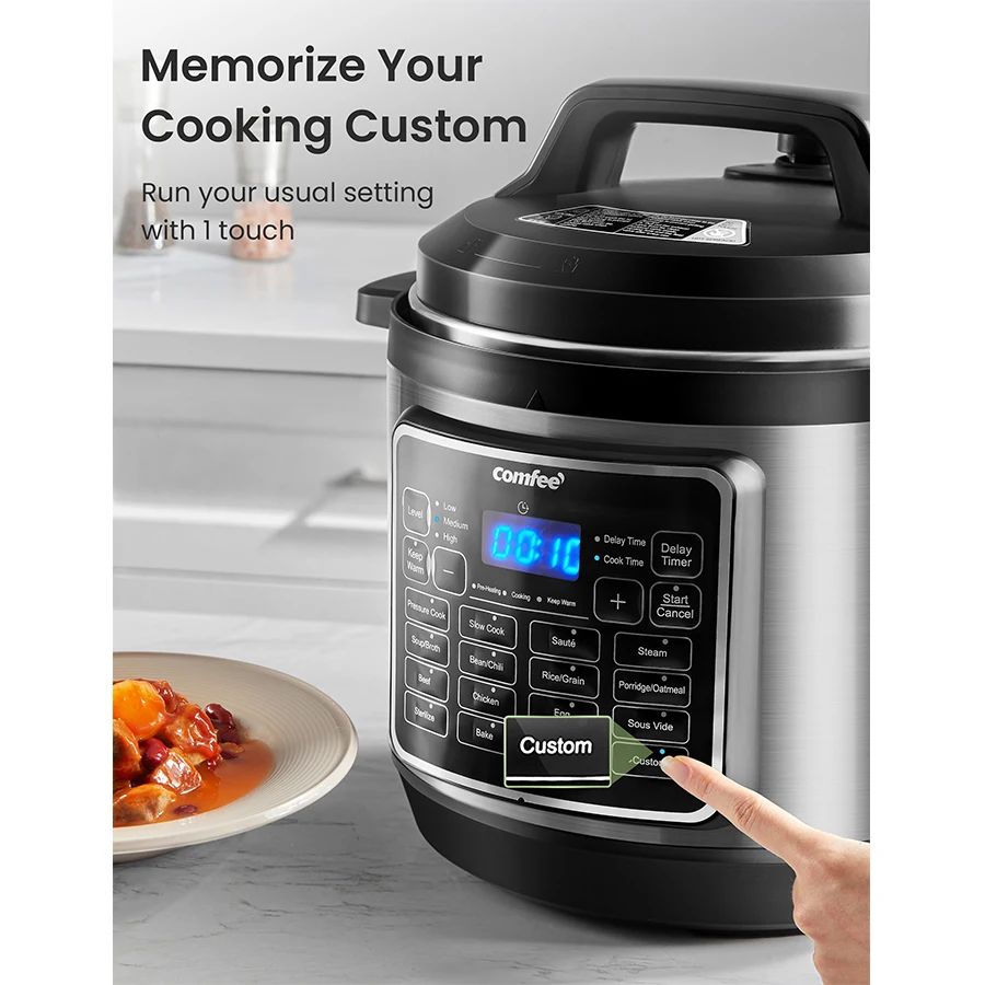 COMFEE’ 16 in 1 Electric Pressure Cooker 8 qt Instant Multi Cooker Olla de Presion Non-Stick Pot Yogurt Maker Slow Rice Cooke 6