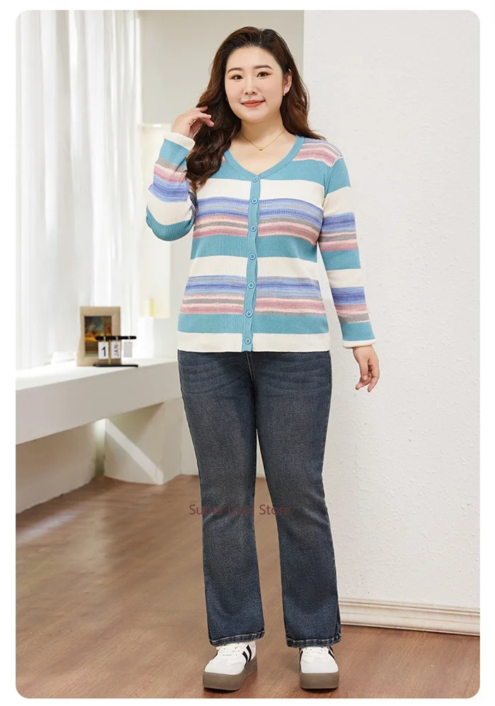 7XL Flared Jeans Bootcut Women 6XL High Elastic Waist Pants Stretched Elegant Plus Size Spring Autumn Female Lady Denim Trousers