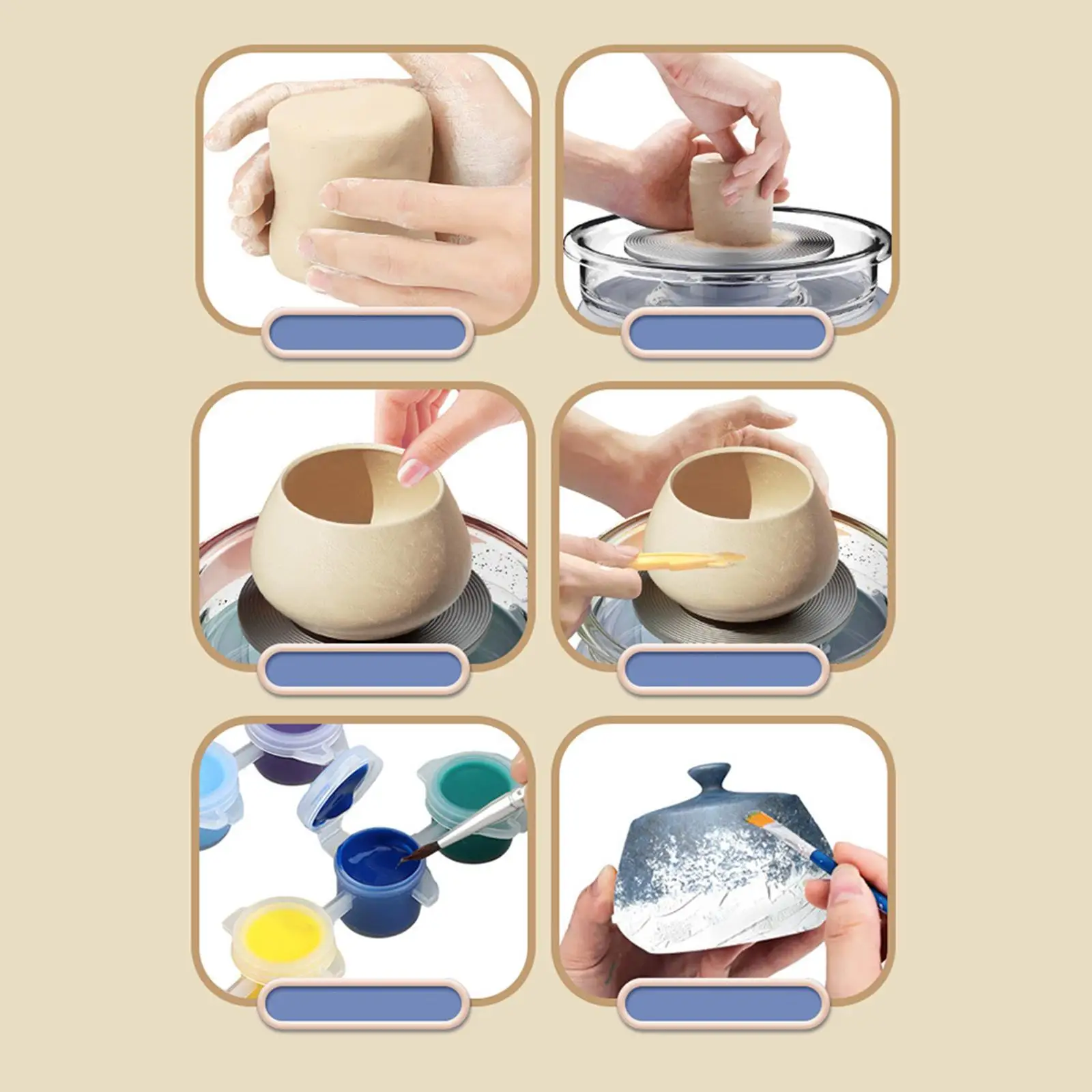 Mini Pottery Wheel Kit Electric Pottery Machine Two Way Rotation Electric Clay Wheel for Children Adults DIY Craft Projects