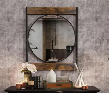 Industrial Wood Wall Mirror 2