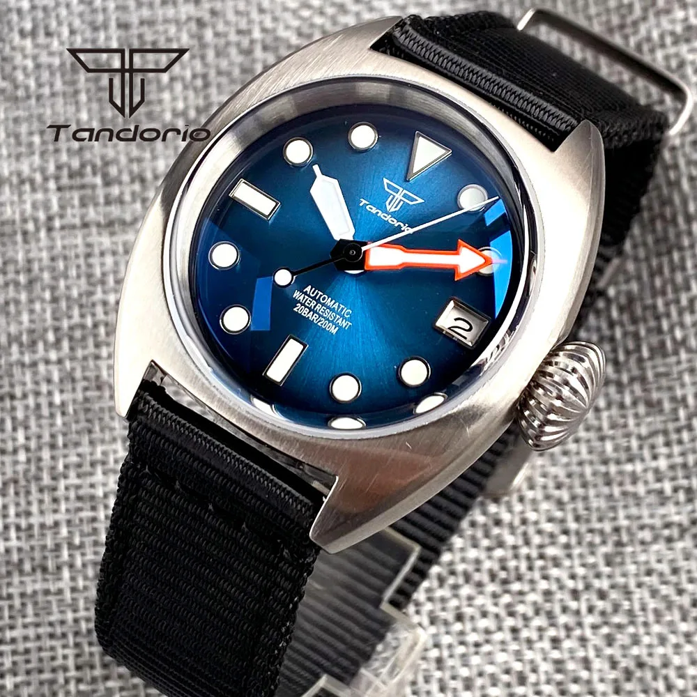 Tandorio 36mm Fashion NH35A PT5000 200M Dive Automatic Watch for Men Lady Double Domed AR Sapphire Luminous Dial Nylon Strap tandorio nh35a double domed ar sapphire 36mm 20bar dive automatic watch for men lady red blue green gradient dial nylon strap