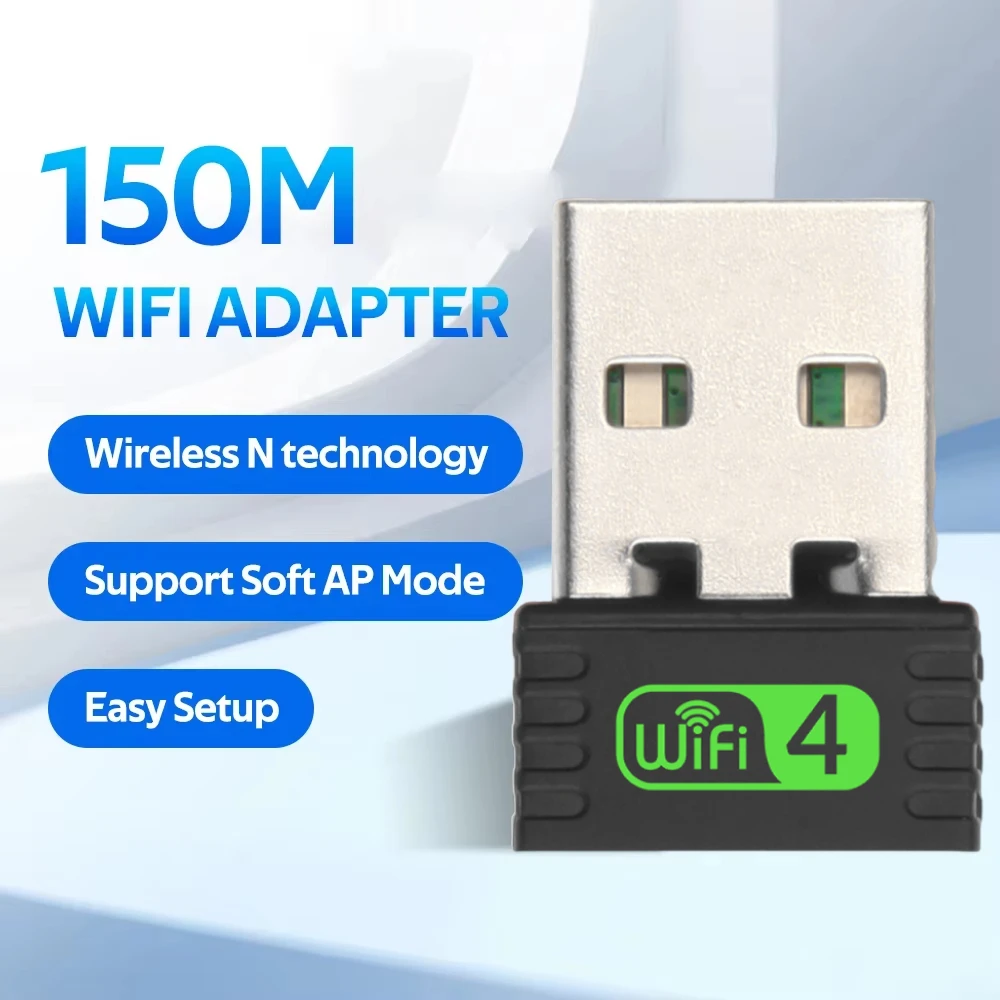 KEBIDUMEI 150Mbps USB WiFi 어댑터 2.4GHz 인터넷 카드 무선 네트워크 카드 어댑터 데스크탑 노트북 PC Windows 용 WiFi 동글