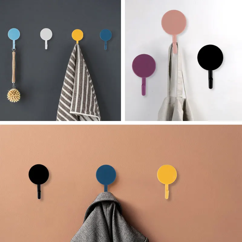 5/10PCS Self Adhesive Wall Hook Strong Without Drilling Bag Bathroom Door Kitchen Towel Hanger Hooks Home Storage Accessories