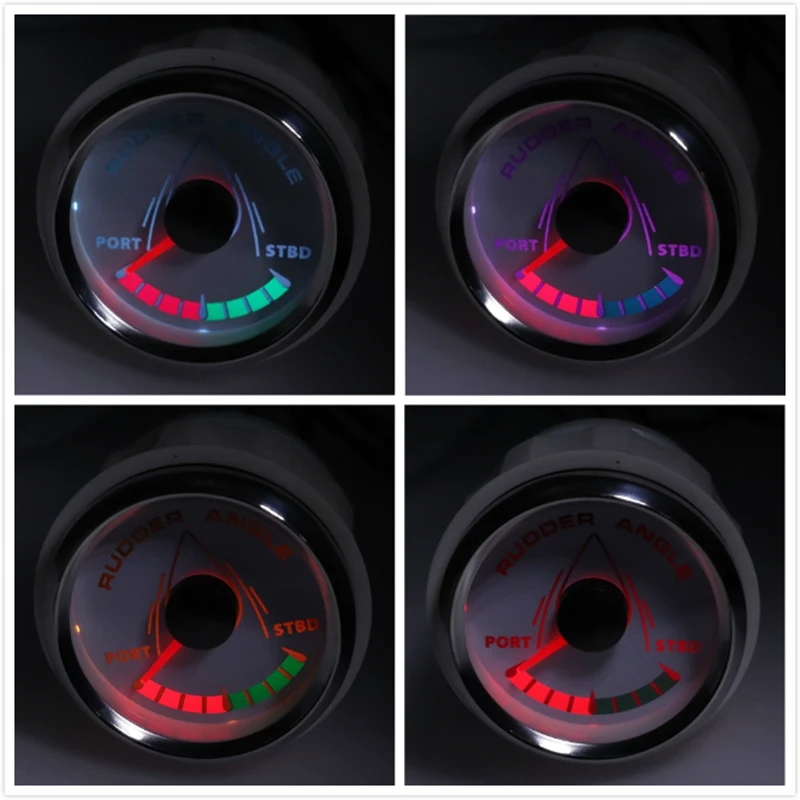 52MM Boat Marine Rudder Angle Indicator 0-190 Ohm With Rudder 8 Color Backlight 12V/24V