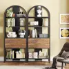 4-Tier Bookshelf with LED Light and Drawers Rustic Open Storage Shelf Display Rack Home Office Study 5
