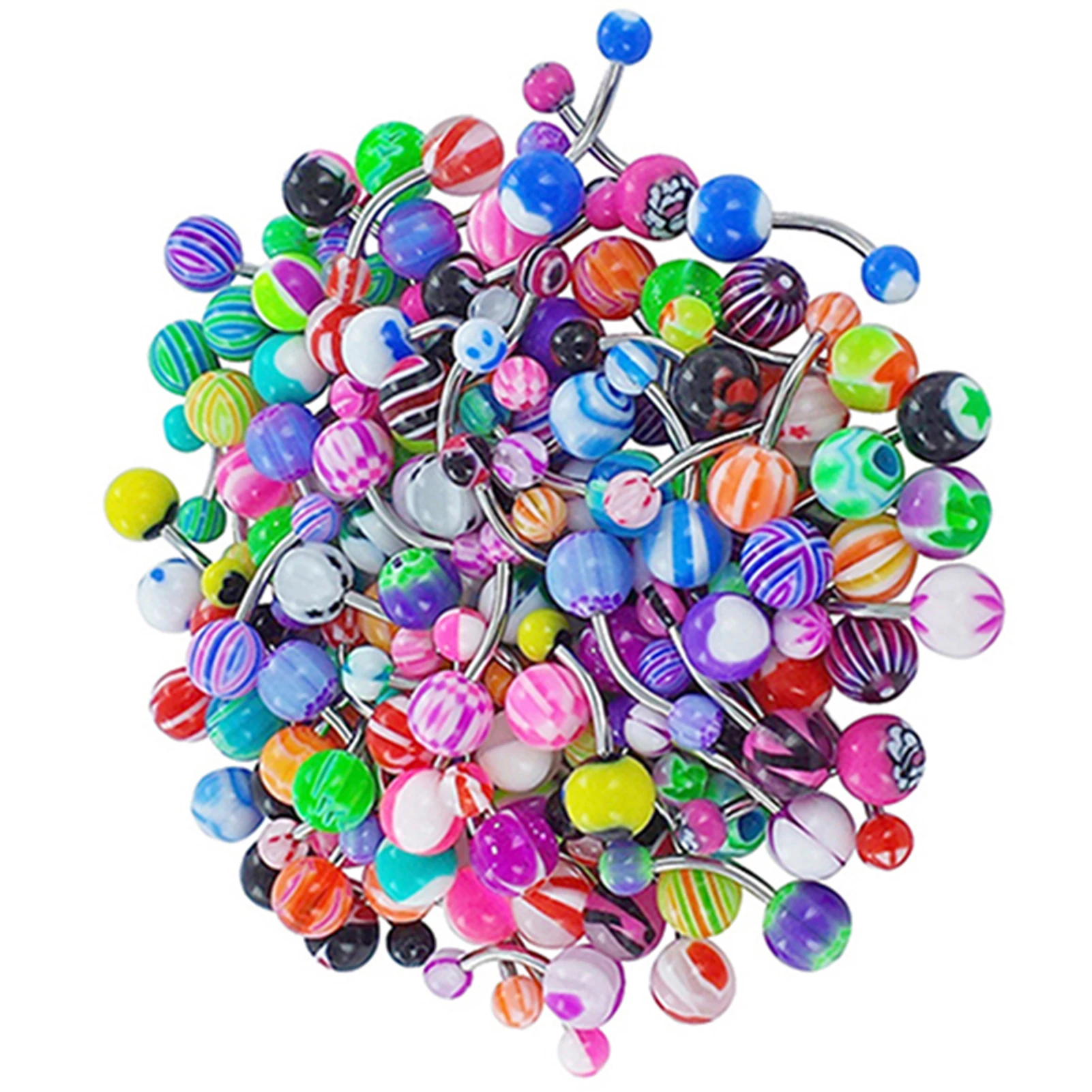 30 Pcs/set Colorful Sexy Belly Bars Body Piercing Button Ring Navel Barbell Jewerly Lip Piercing Unisex Fashion Jewelry