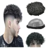 Toupee PU 0.04mm for Men Curly Wave Human Hair Natural Wigs Hair Replacement System for Men Reverse Half Buckle Process(8x10) 1