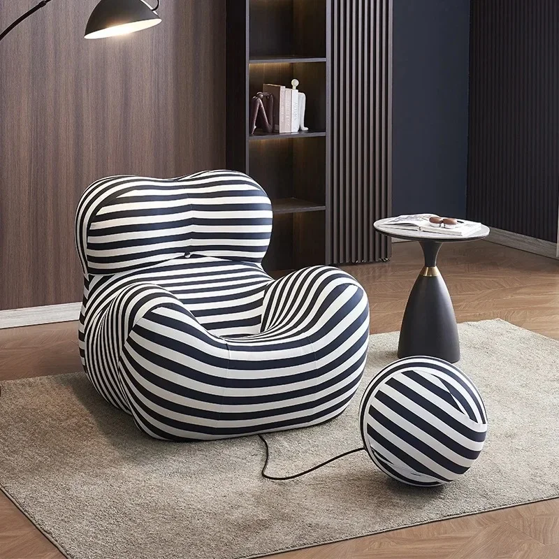 Nordic Lazy Floor Seat Mom's Embrace Sofa Bean Bag Striped Chair with Ottoman Cozy Seating Living Room Home Decor Furniture
