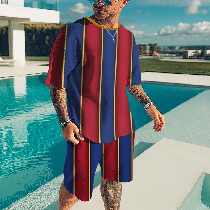 

2022 Summer New Men Casual Shorts Sets Trend Printing T-shirt + Shorts two piece Suit Fashion Sportswear Tracksuit Men XXS-4XL