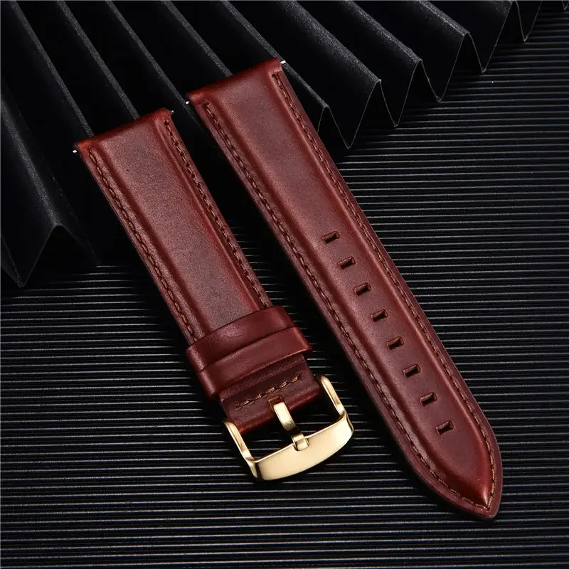 Elegant Leather Watchbands - Quick Release Business Strap Bracelet in Black and Brown