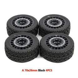 High-Performance 12mm Glued Rubber Tire for RC Rally Racing Cars (4Pcs Black A)