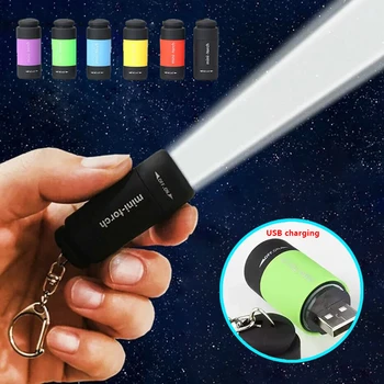 1PC New Mini Keychain Flashlight USB Charging LED Light Flashlight Waterproof Keychain Light