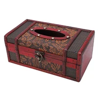 Wooden Tissue Box Vintage Style Durable Wood Classic Texture Tissue Box Holder Decoration for Home Office Hotel 22 x 12 x 9cm 1
