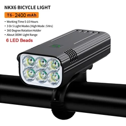 Ultra-Bright USB Rechargeable Bike Light Set with 10000mAh Battery & LED Headlight (2400mAh)