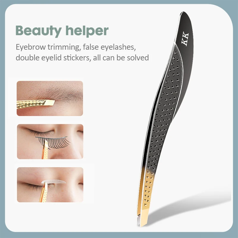 KK Eyebrow Tweezer Stainless Steel Makeup Tool Feather Hair Beauty Fine Hairs Puller Slanted Eye Brow Clips Removal Tools Care 2
