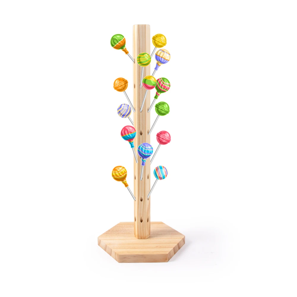 Kuchen-Pop-Ständer aus Holz, Lutscher-Halter, Tischdekoration, Süßigkeiten-Display, Dessertständer für Hochzeit, Geburtstag, Babyparty, Tisch – Detail 6