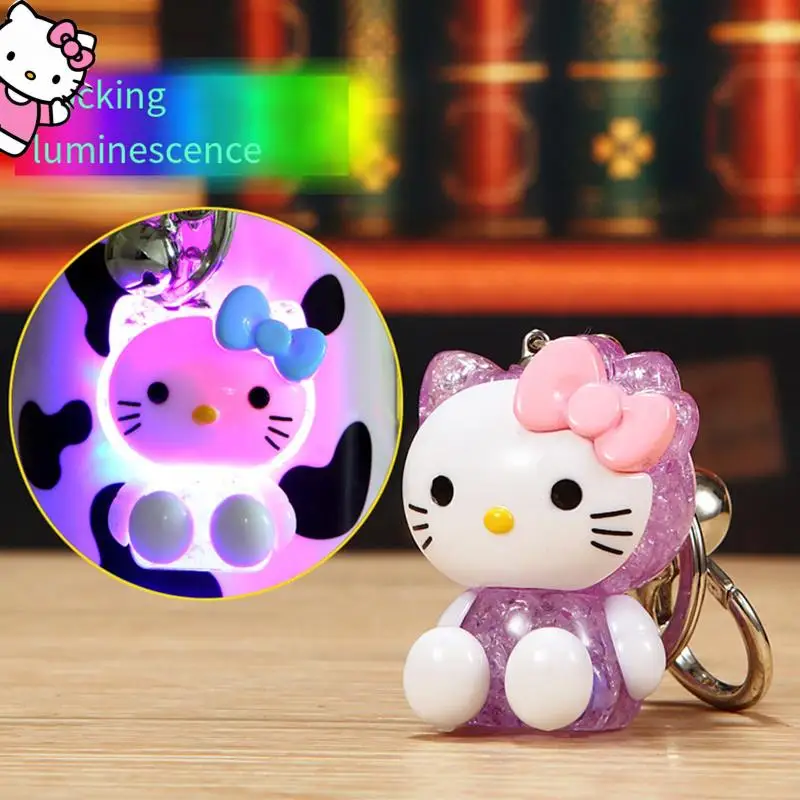 

Новинка, брелок Sanrio Hello Kitty с излучающим свет звуком, я люблю вас голосом, кавайный Аниме оригинальный кулон для девушек, модные рождественские подарки
