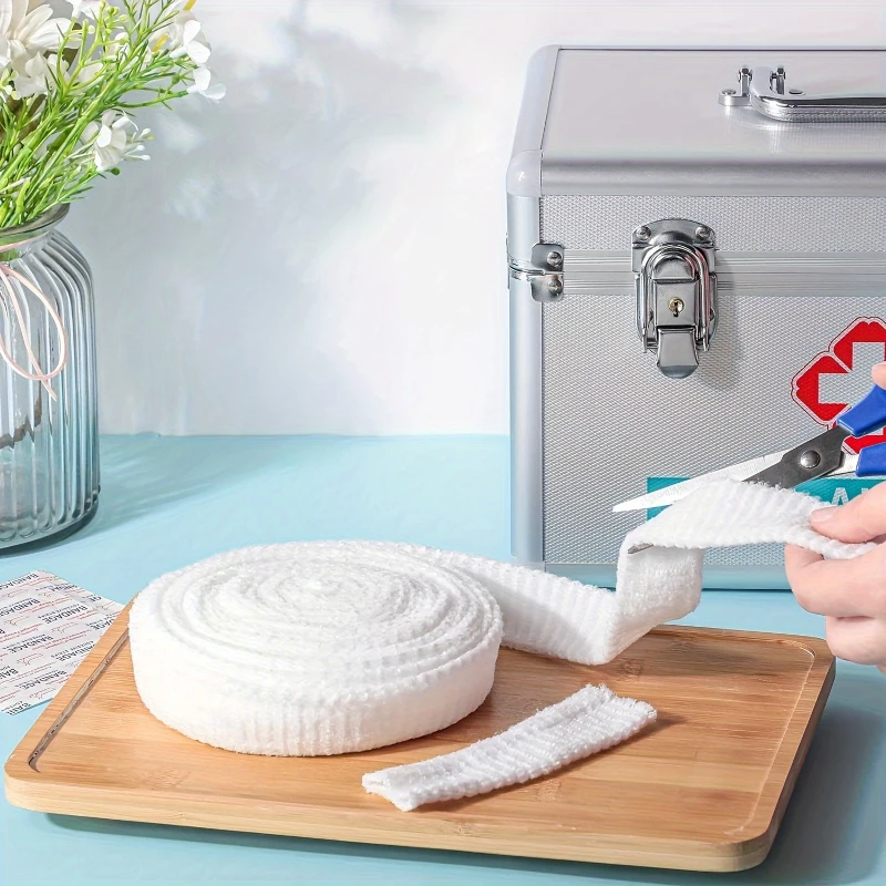 1Roll Multi Functional Elastic Gauze Bandage Light Beige Breathable for Wrist, Elbow, and Knee Support Sports Bandage