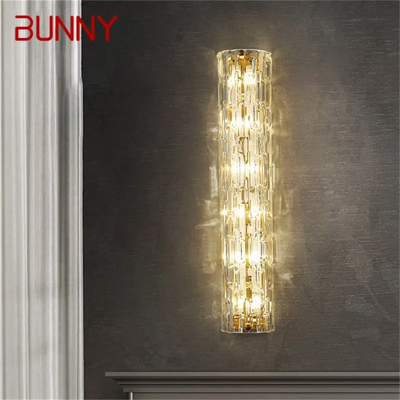 BUNNY Postmodern Crystal Wall Lights Gold LED Luxury Lamp Brass Contemporary Bedroom Fixtures Sconces Decoration