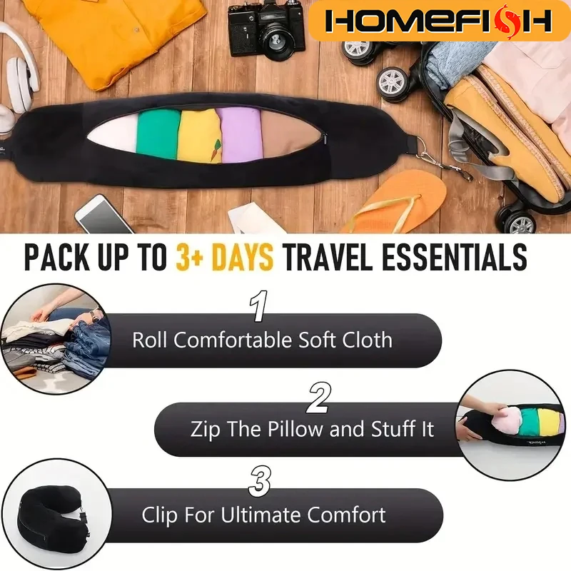 Deluxe Travel Neck Pillow with Adjustable Plush Cover for Enhanced Comfort