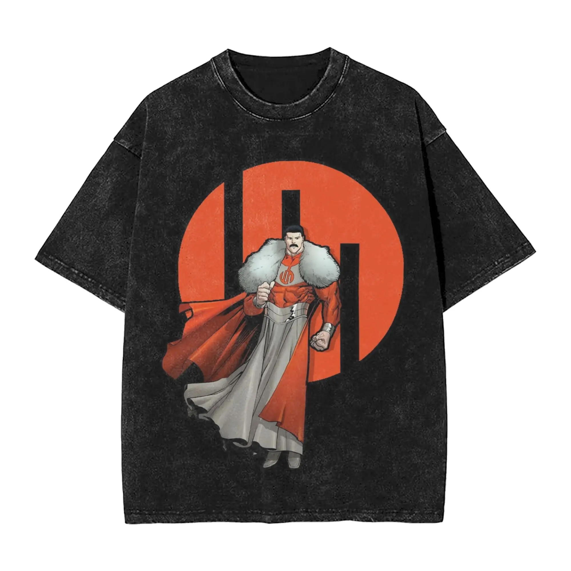 Invincible Cartoon Comic Washed Streetwear HipHop Oversized T-Shirt