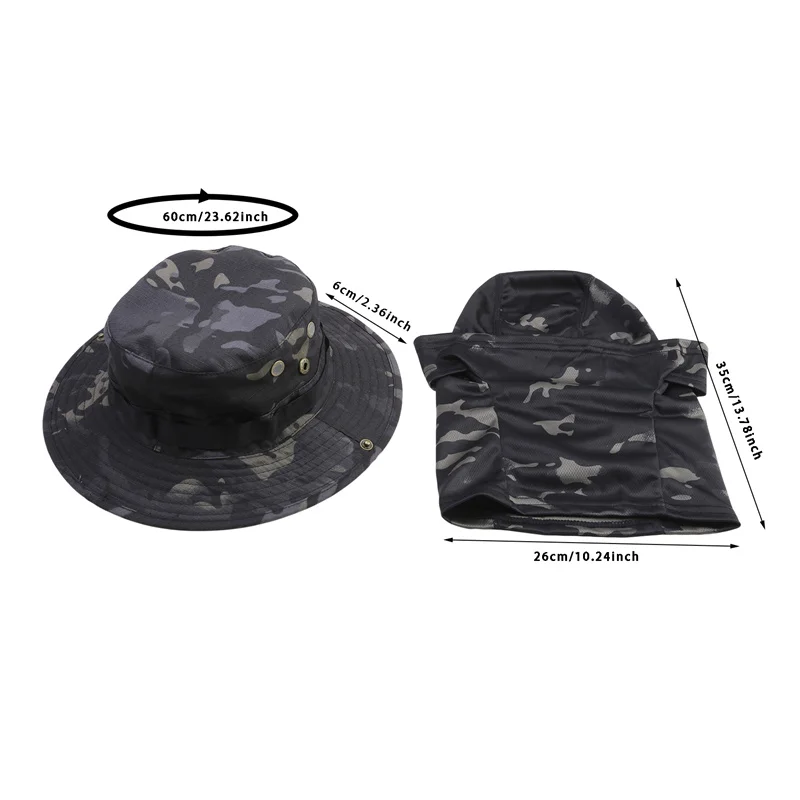 New Camo Enthusiasts Square Pocket Bonnie Cap Benny Hats Fishing Hiking Outdoor Sun Caps With Neck Scarf